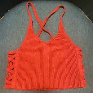 Kimchi Blue Knit Crop Top New Rust L
